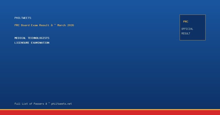 Medical Technologists Licensure Examination Result March 2026 — Official PRC List of Passers