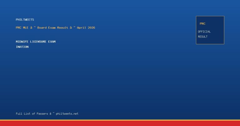 Midwife Licensure Examination Result April 2026 — Official PRC List of Passers