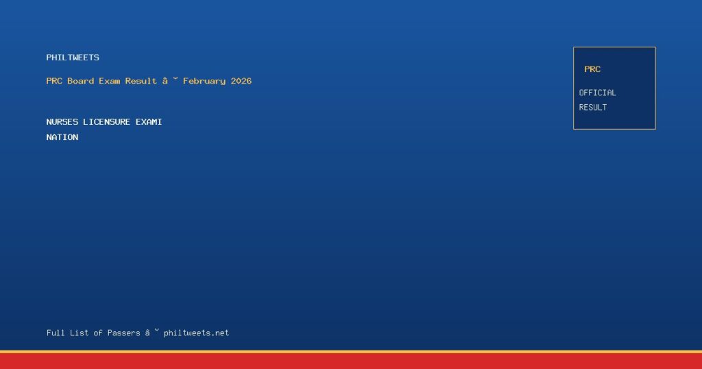 Nurses Licensure Examination Result February 2026 — Official PRC List of Passers