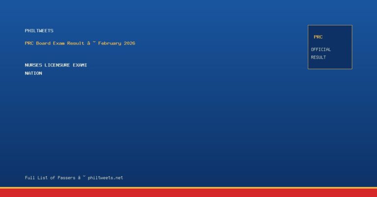 Nurses Licensure Examination Result February 2026 — Official PRC List of Passers