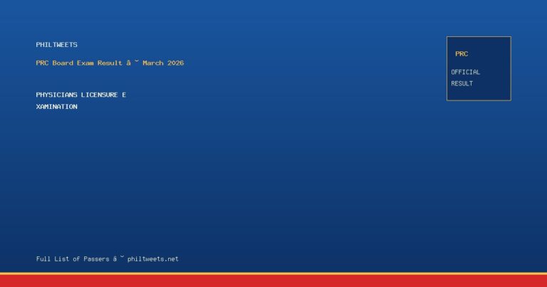 Physicians Licensure Examination Result March 2026 — Official PRC List of Passers