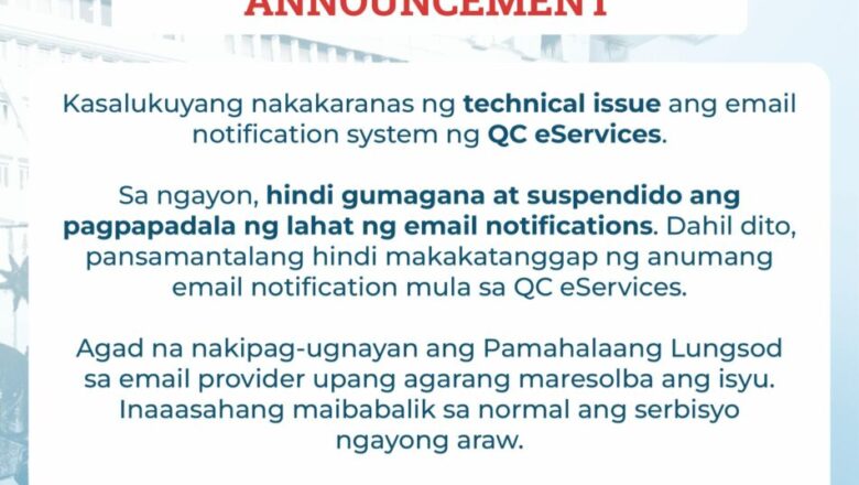 Public Service E-services — Public Service Announcement: QC E-Services Email Notification Technical | PhilTweets
