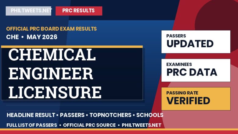 Chemical Engineer Licensure Examination Result May 2026 — Official PRC List of Passers