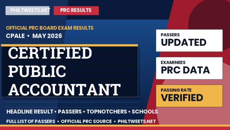 Certified Public Accountant Licensure Examination Result May 2026 — Official PRC List of Passers