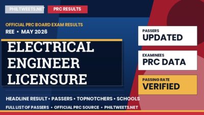 Electrical Engineer Licensure Examination Result May 2026 — Official PRC List of Passers