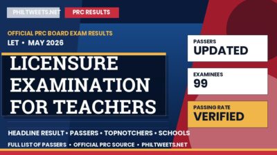 Licensure Examination for Teachers Result May 2026 — Official PRC List of Passers
