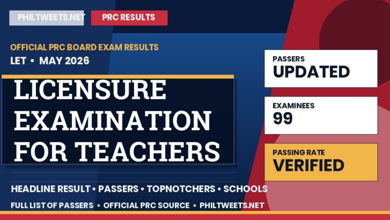 Licensure Examination for Teachers Result May 2026 — Official PRC List of Passers
