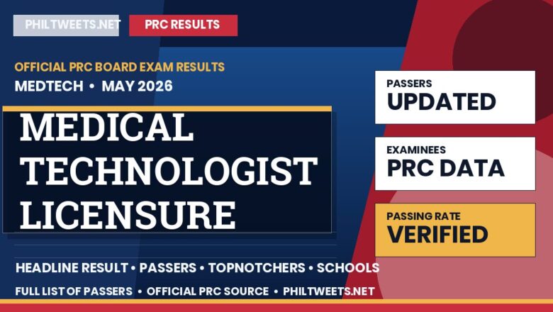 Medical Technologist Licensure Examination Result May 2026 — Official PRC List of Passers