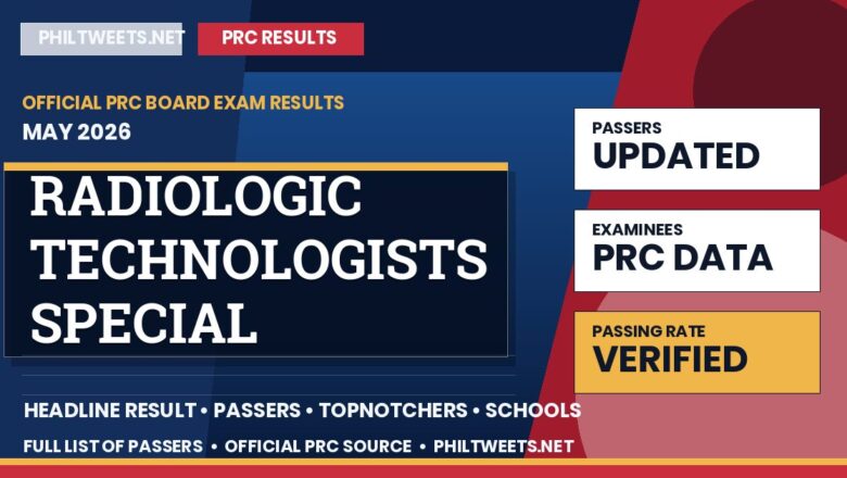 Radiologic Technologists Special Professional Licensure Examination Result May 2026 — Official PRC List of Passers